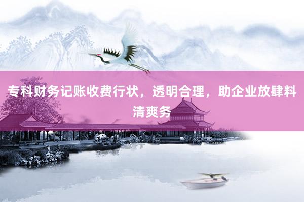 专科财务记账收费行状，透明合理，助企业放肆料清爽务